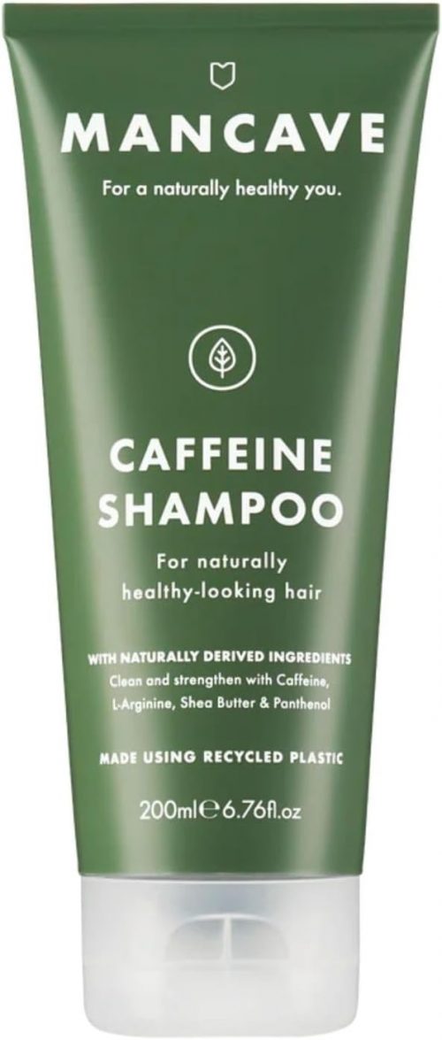 ManCave Caffeine Shampoo for Men, Support and Encourage Healthy Hair Growth with Caffeine, Panthenol and Vitamin E, Sulphate Free, Natural, Vegan, Cruelty Free, 200 ml