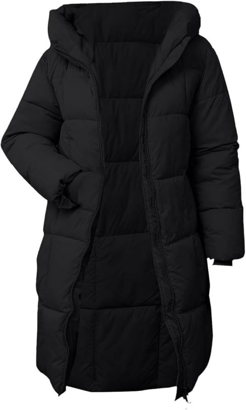 Winter Jackets for Women UK Quilted Down Solid Color Puffer Coats Ladies Lightweight Waterproof Jacket with Hood Plus Size Slim Trench Coat Warm Outwear Outfits Clothing