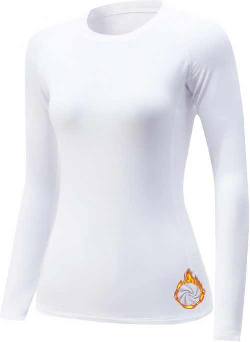 TERODACO Thermal Tops Womens Long Sleeve UPF50+ Ski Base Layer Women Soft Quick Dry Thermals Stretchy Micro Fleece Ladies Gym Running Sports Tops