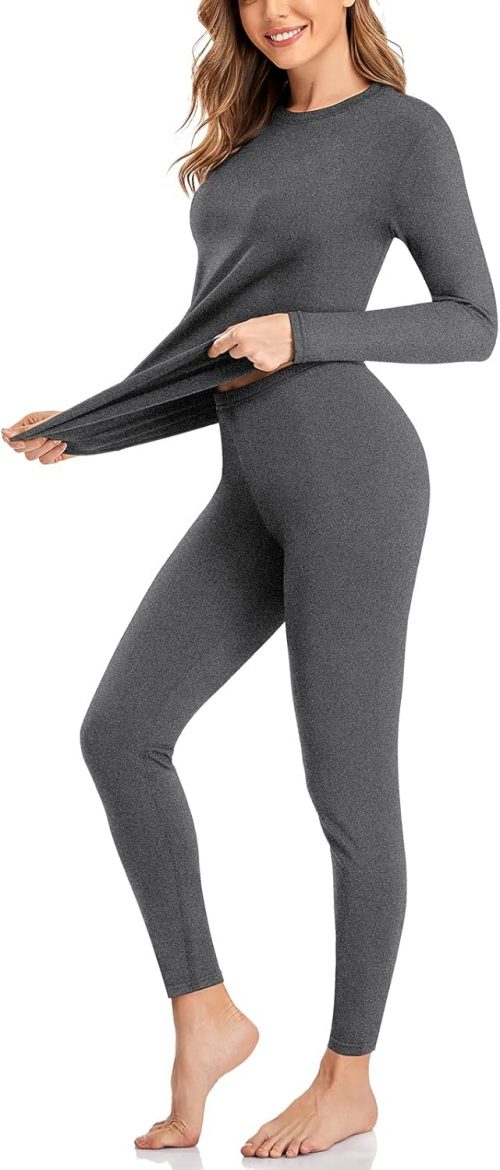 SIMIYA Women Thermal Underwear Set Base Layer Long Sleeve Top Ultra Soft Long Johns Fleece Lined Thermals Leggings for Winter Workout
