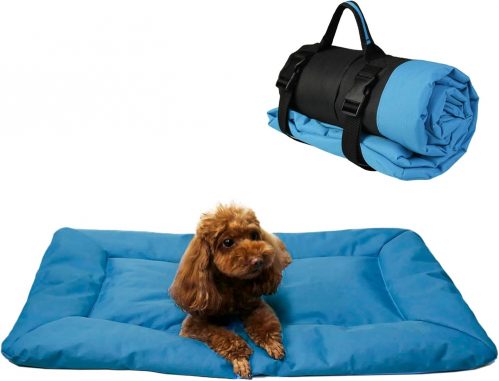 Sunydog Outdoor Dog Bed, Roll-up Travel Dog Sleeping Pad, 33x 22 In Dog Bed Mat for Medium, Small Dogs, Waterproof & Portable & Reusable Camping Travel Pet Mat (Blue)