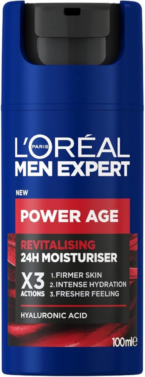 L’Oréal Men Expert Power Age Hyaluronic Acid Moisturiser XXL, Empower Your Skin to Age Better, Hydrates, Firms, Protects, and Smooths, Fights Early Aging, Apply Daily for Revitalised Skin, 100ml