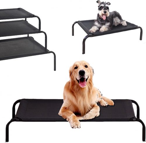Dog Bed Elevated Cooling Pet Bed Raised Dog Bed Portable Dog Sofa Bed Pet Cot with Washable & Breathable Mesh, No-Slip Rubber Feet, Calming Dog Bed for Travel or Camping, 45 x 30 x 6 Inch – Large