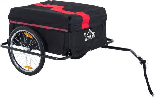 HOMCOM Two-Wheel Bicycle Large Cargo Wagon Trailer Oxford Fabric, Folding Storage, & Removable Cover