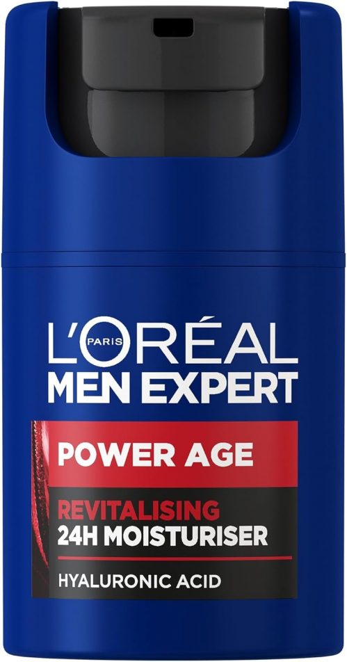 L’Oréal Men Expert Power Age Hyaluronic Acid Moisturiser, Empower Your Skin to Age Better, Hydrates, Firms, Protects and Smooths, Fights Early Aging. 50ml