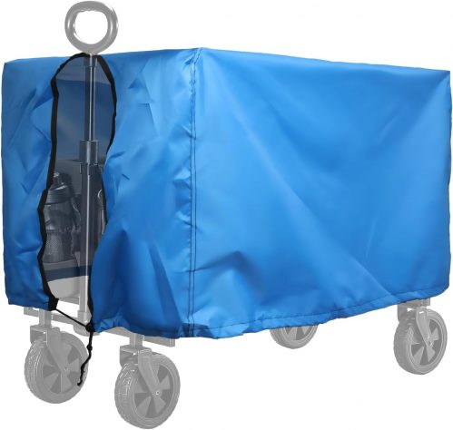 Folding Wagon Cover, Garden Beach Trailer Cover,600D Heavy-Duty Fabric Waterproof Dustproof UV Resistant, Wagon Cart Folding Cart Awning 35″ L x 19.7″ W x 17.7″ H(Blue)