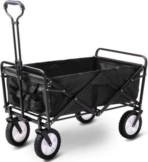 Merax Folding Camping Cart Garden Wagon, 4 Wheeled Collapsible Festival Trolley, Portable Garden Cart,Waste Wagon – 150KG Capacity
