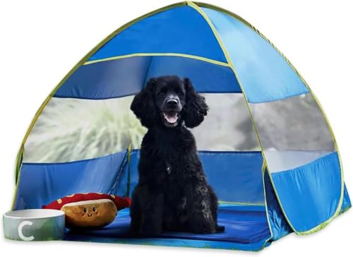AAMEN Pet Pop Up Shelter, Dog Cat Camping Tent, Dog Beach Tents Sun Shelter, Play Tent House Portable Sun Shelter Pet Tents for Dogs Cats Puppy Kitty Other Small Animals, Blue Outdoor Playtent