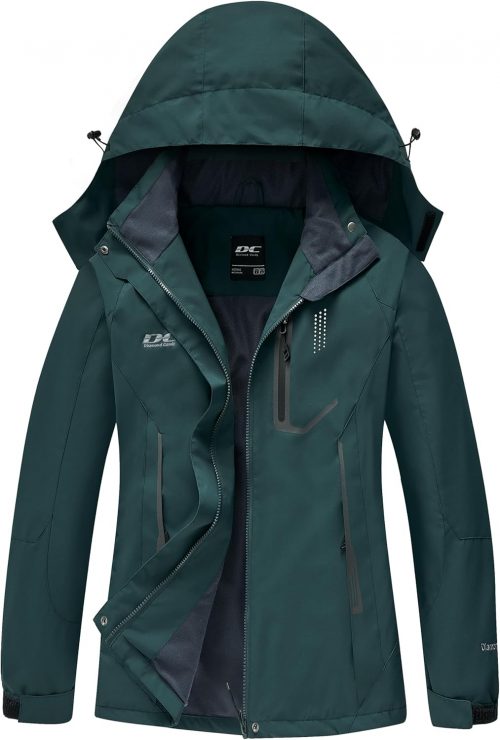 DCmount Womens Waterproof Jacket Ladies Hooded Raincoat Softshell