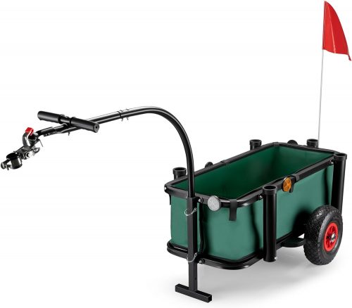 Wiltec Fishing Trolley max. 50 kg with Rod Holders, Bike Trailer with Pneumatic Wheels for Easy Equipment Transport, Cart Suitable for Fishing, Camping, Beach and Outdoor Adventures, Barrow