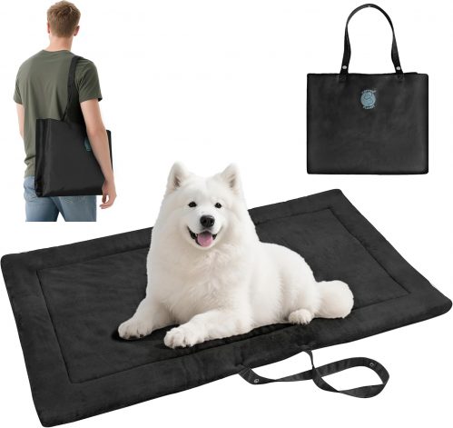 Kritter Planet Portable Waterproof Dog Mat, Foldable Dog Settle Camping Mat, Travel Pet Bed Mat for Car Boot, Black, 127 x 70 cm
