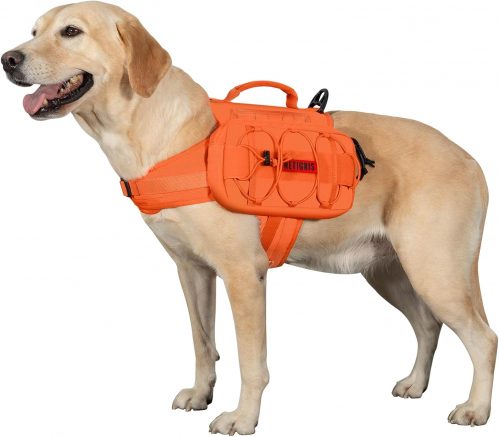OneTigris Mammoth Dog Backpack 2.0 Version Tear Camping Hiking Dog Backpack for M/L Size Dogs (L, Orange)