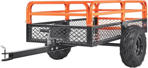 VEVOR Heavy Duty Steel ATV Dump Trailer, Load Capacity Cubic Feet, Tow Behind Dump Cart Garden Trailer, with Removable Sides and 2 Tires, for Mowers, Tractors, ATV, UTV