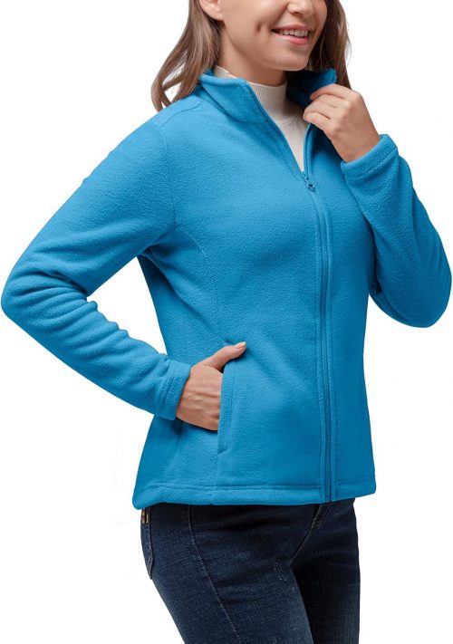 33,000ft Womens Fleece Jackets Ladies Lightweight Warm Full Zip Coat Breathable Microfleece Ladies Sweater Casual Long Sleeve, Ideal for Travelling Outdoor Sport