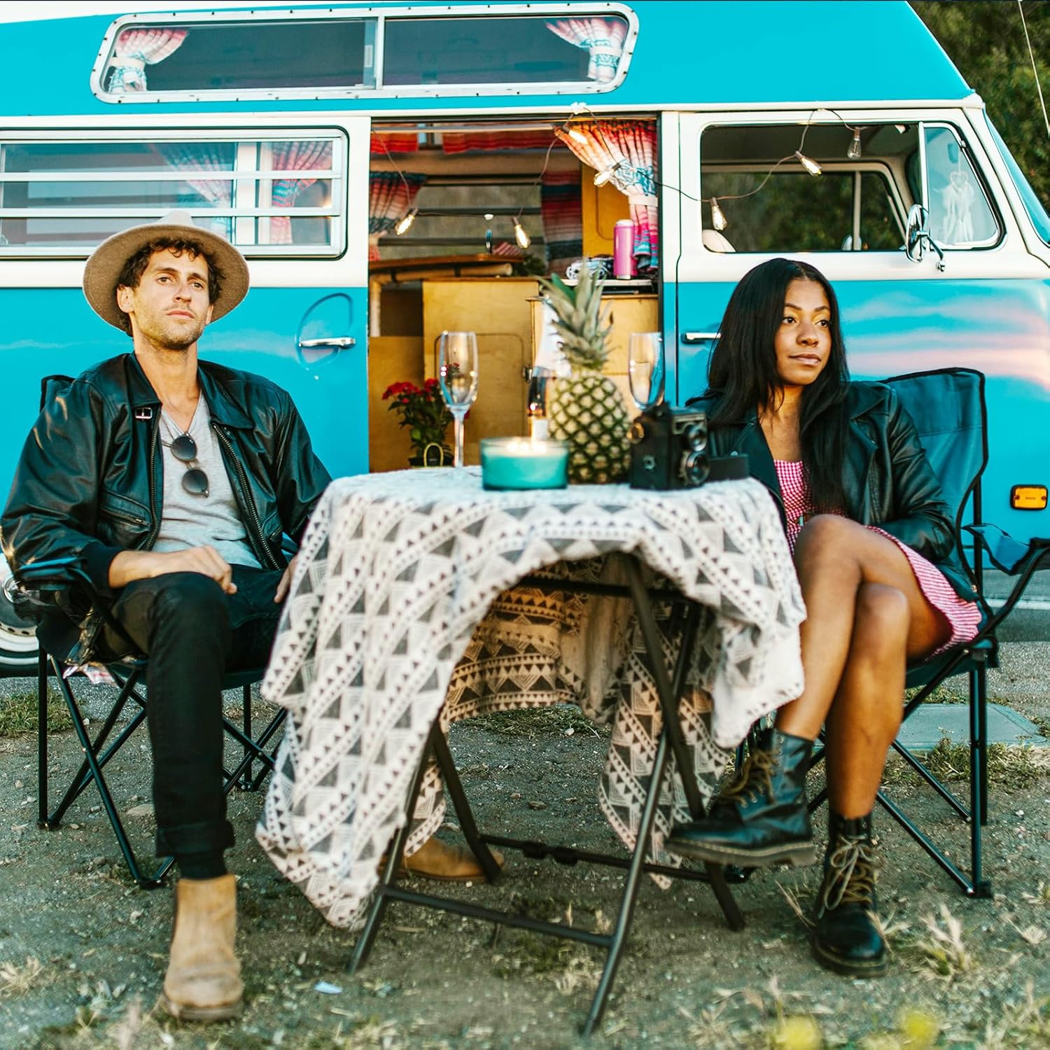 Vivo Technologies Set of 2 Lightweight Folding Portable Camping Chair with Cup Holder and Side Pocket Outdoor Folding 120kg Capacity, Fishing, Picnics and Travel Black - Image 2