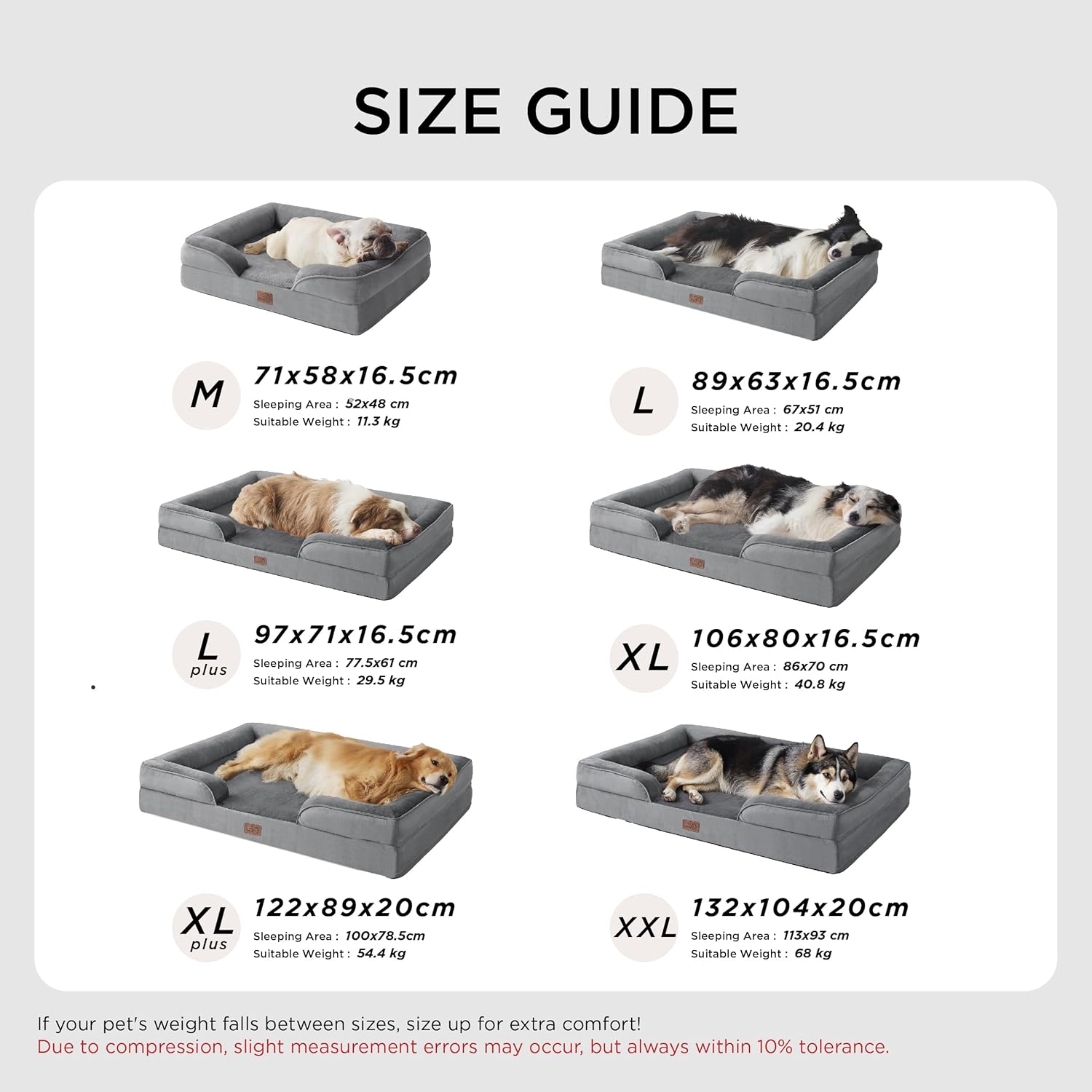 Bedsure Medium Dog Sofa Bed - Washable Orthopedic Dog Beds and Couch with Removable Flannel Zipper Cover, Puppy Beds for Small Dogs, Grey Pet Bed, 71x58x16cm - Image 4