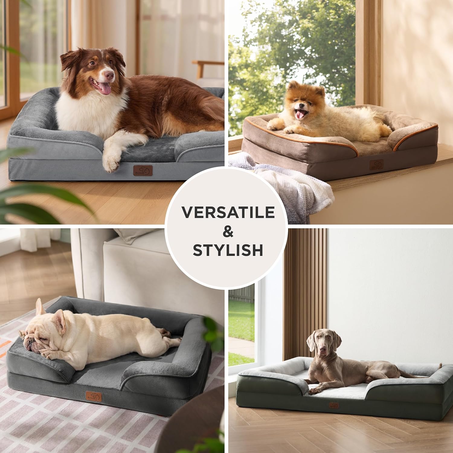 Bedsure Medium Dog Sofa Bed - Washable Orthopedic Dog Beds and Couch with Removable Flannel Zipper Cover, Puppy Beds for Small Dogs, Grey Pet Bed, 71x58x16cm - Image 8