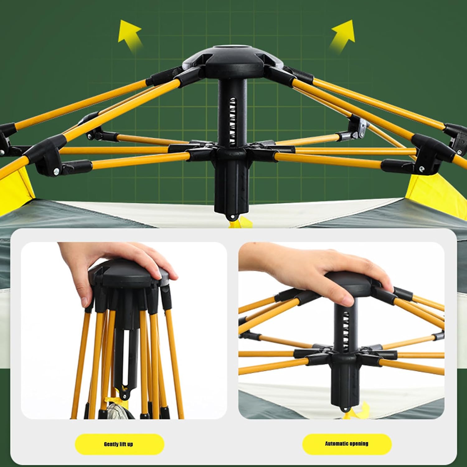 Pop Up Tent for 3-4 People, Automatic Instant Camping Tent Waterproof Windproof & Insect Proof for 3 Seconds Quick Setup Easy Set Up for Outdoor Camping Hiking Mountaineering Beach, Include Carry Bag - Image 2