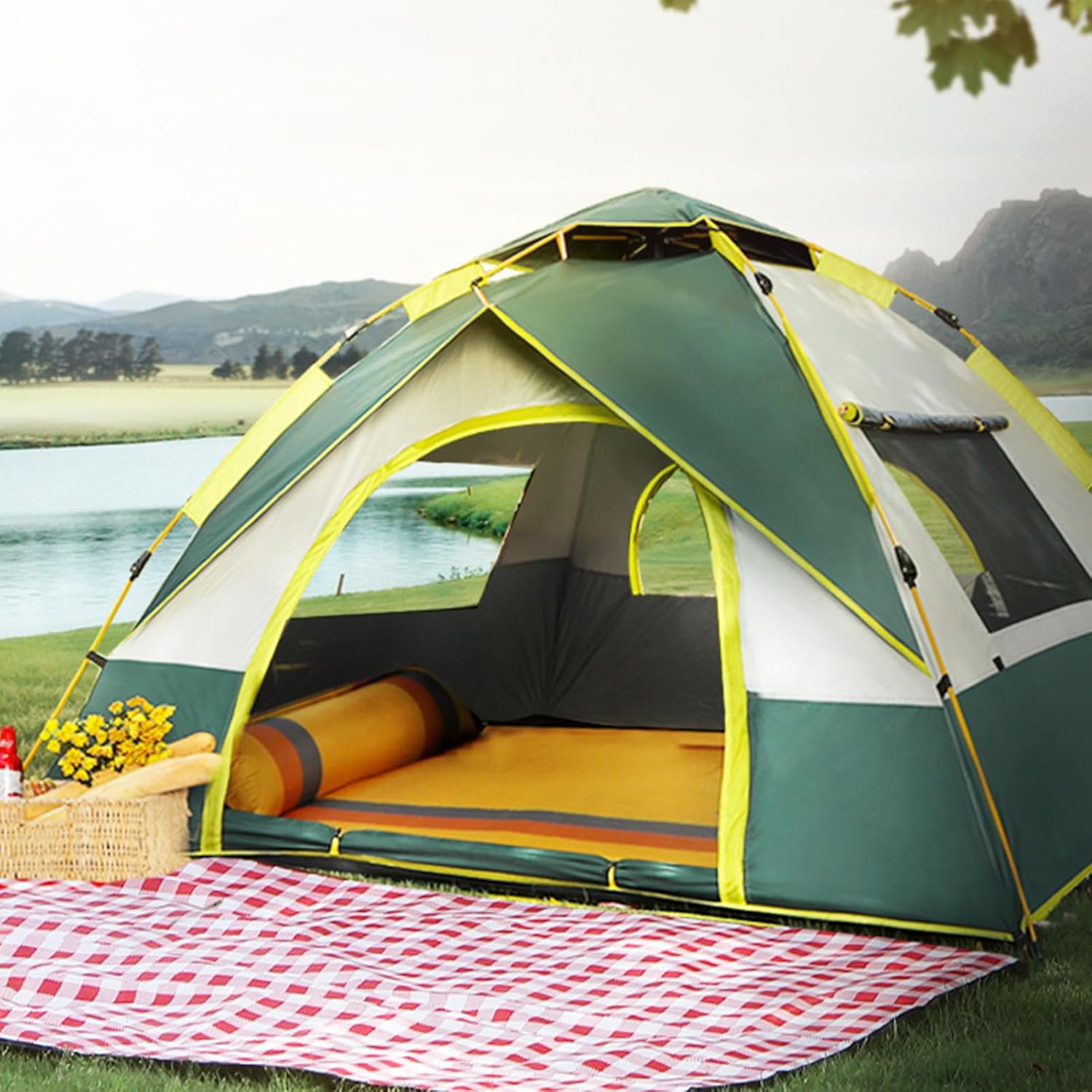 Pop Up Tent for 3-4 People, Automatic Instant Camping Tent Waterproof Windproof & Insect Proof for 3 Seconds Quick Setup Easy Set Up for Outdoor Camping Hiking Mountaineering Beach, Include Carry Bag - Image 6