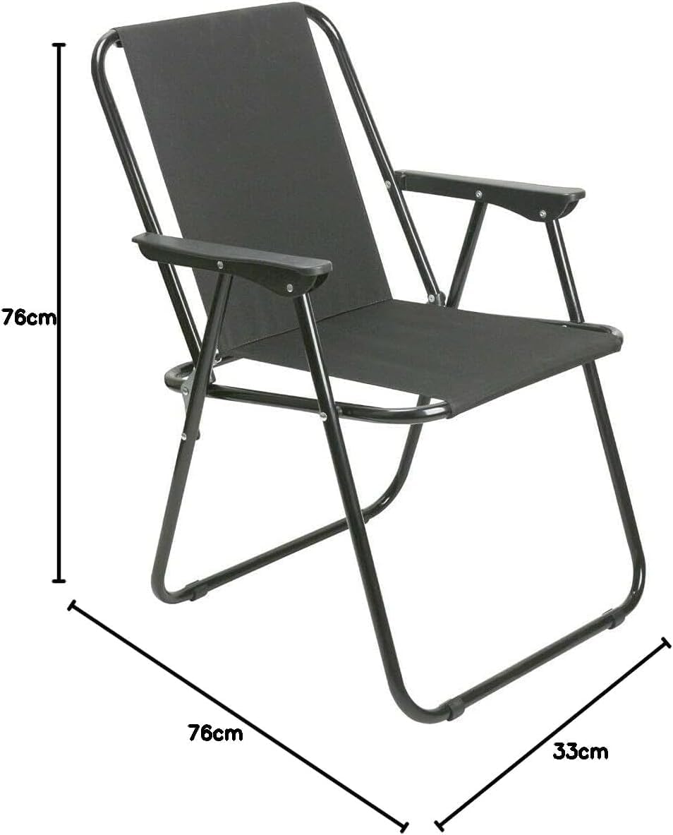 Unibos | 2X Outdoor Deck Chair Garden Patio Folding Camping Picnic Beach BBQ Party Outdoor Black Chair (2 Black Chair) - Image 3