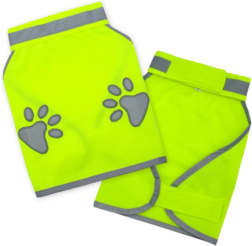 Bright Yellow Green Hi-Vis High Visibility Fluorescent Dog Pet Puppy Safety Vest 5 Sizes Reflective Top Hi Vis Night Jacket Coat Shirt Size S - Image 2