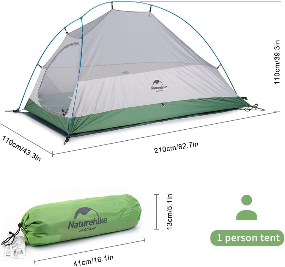 Naturehike Cloud up 1 Person Backpacking Tent Lightweight Camping Hiking Dome Tent for 1 Man - Image 4