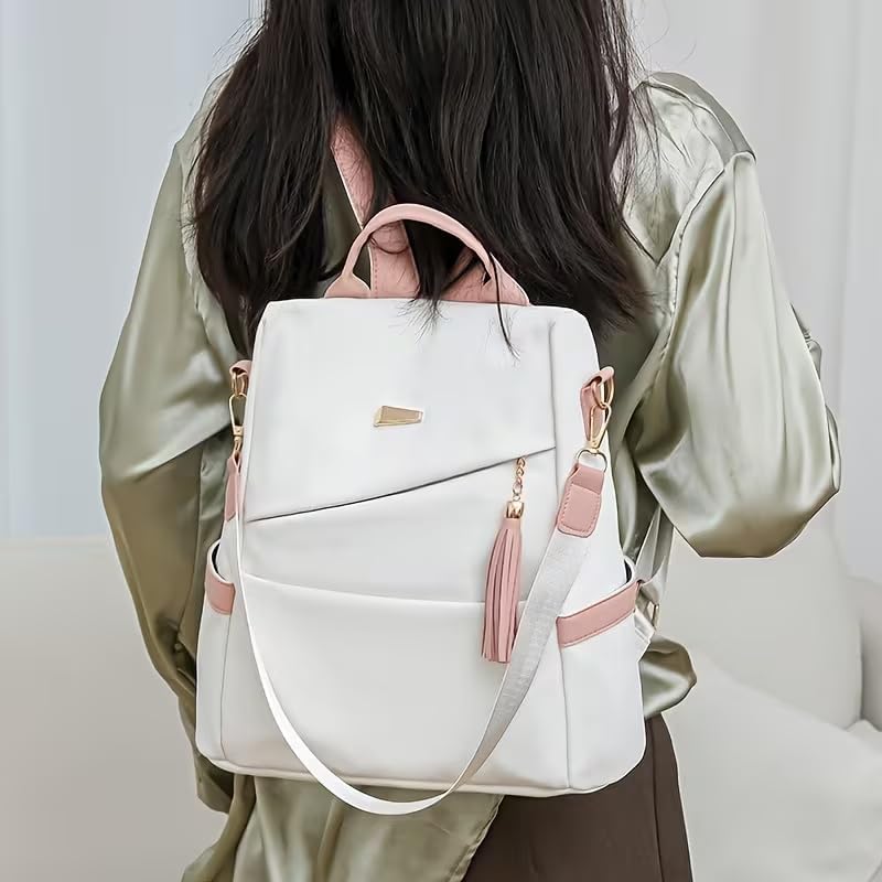 Anti-Theft Women's Backpack Lightweight Stylish Large-Capacity Convertible Shoulder Bag for Travel, Commuting, Outings, Black Pink - Image 4