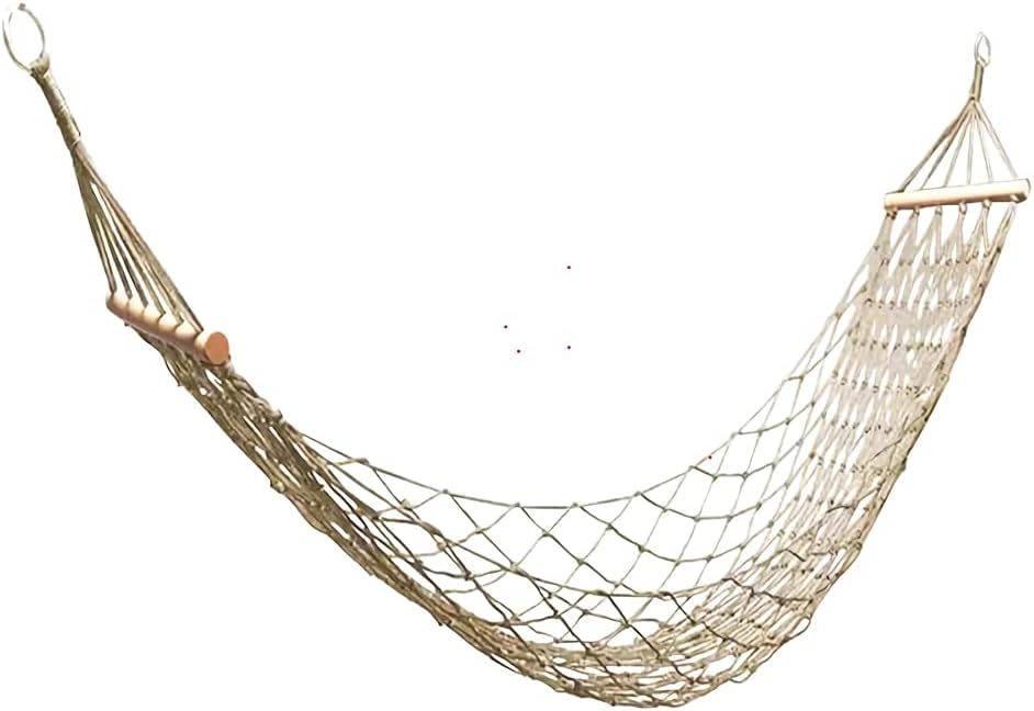 Cotton Rope Hammocks, Traditional Hand Woven Single Hammock with Wood Spreader,Children Hammock for Outdoor, Indoor, Patio, Yard, Max 220 Lbs