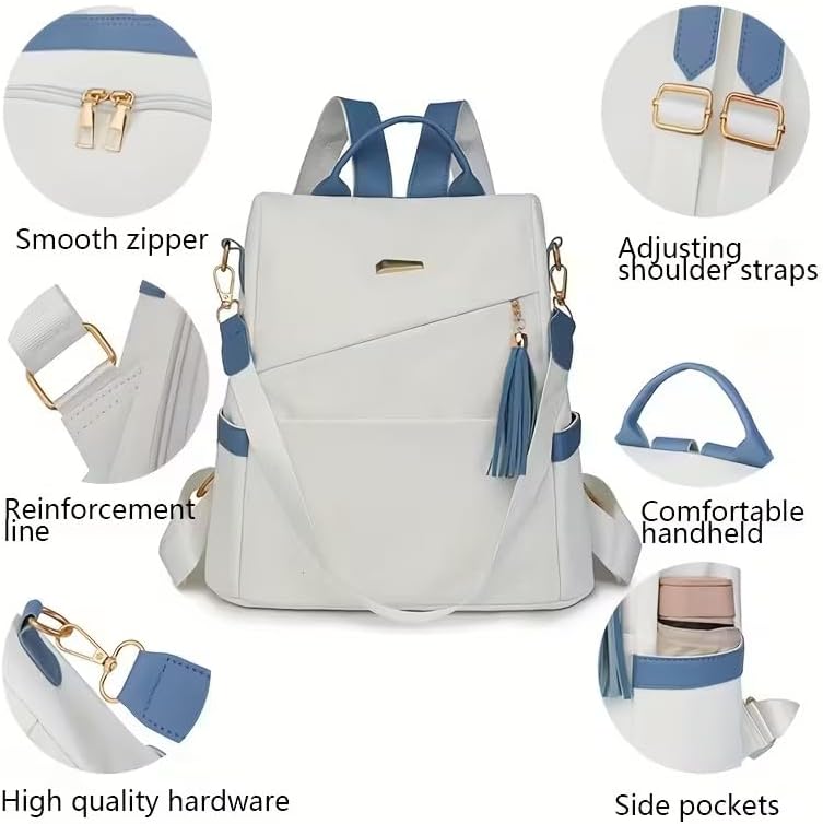 Anti-Theft Women's Backpack Lightweight Stylish Large-Capacity Convertible Shoulder Bag for Travel, Commuting, Outings, Black Pink - Image 6