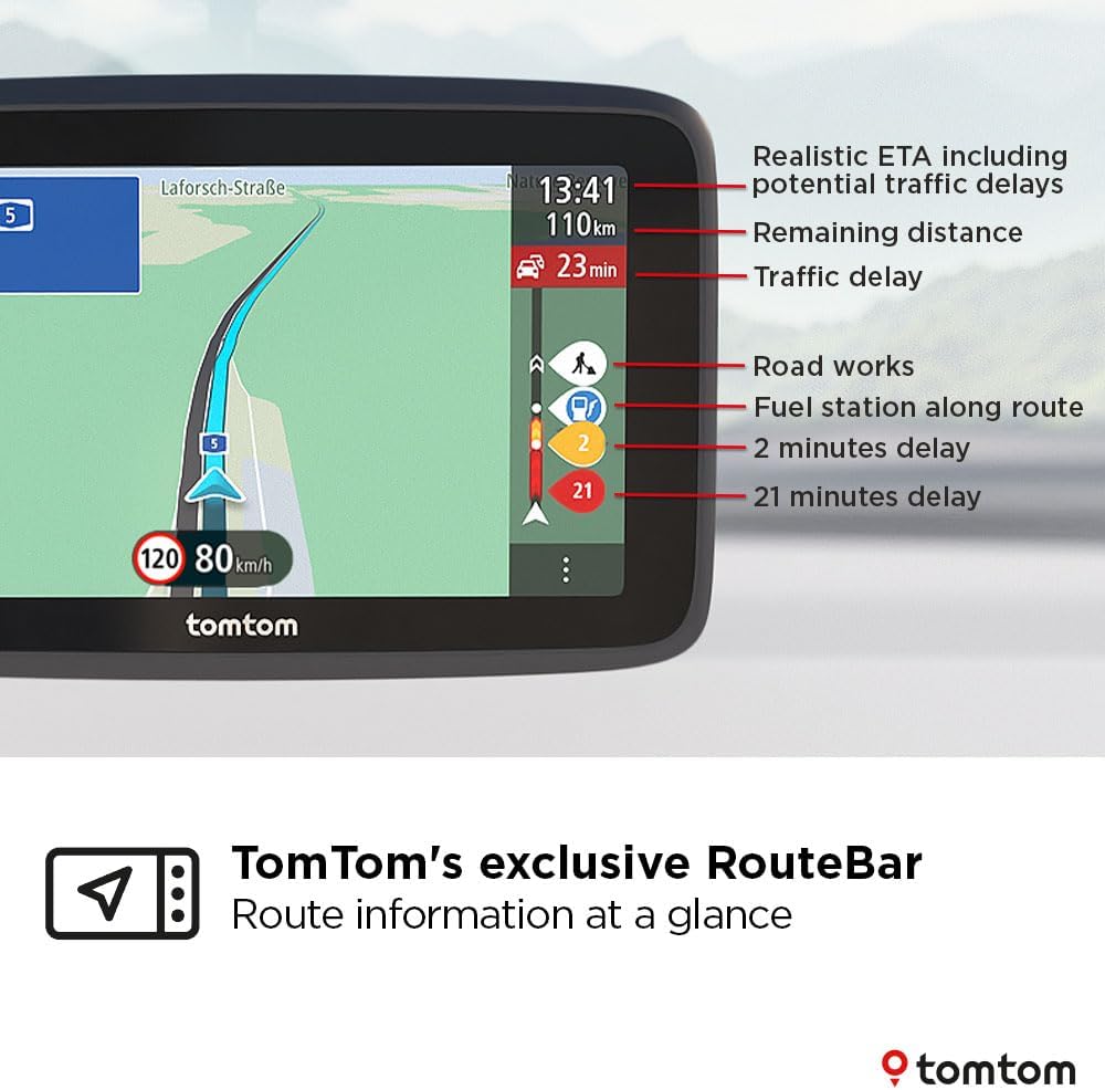 TomTom Car Sat Nav GO Classic Lite (5 Inch, with Traffic Information and Speed Cam Alert Trial, Europe Map Updates Included, Updates via WiFi, Integrated Reversible Mount) - Image 5