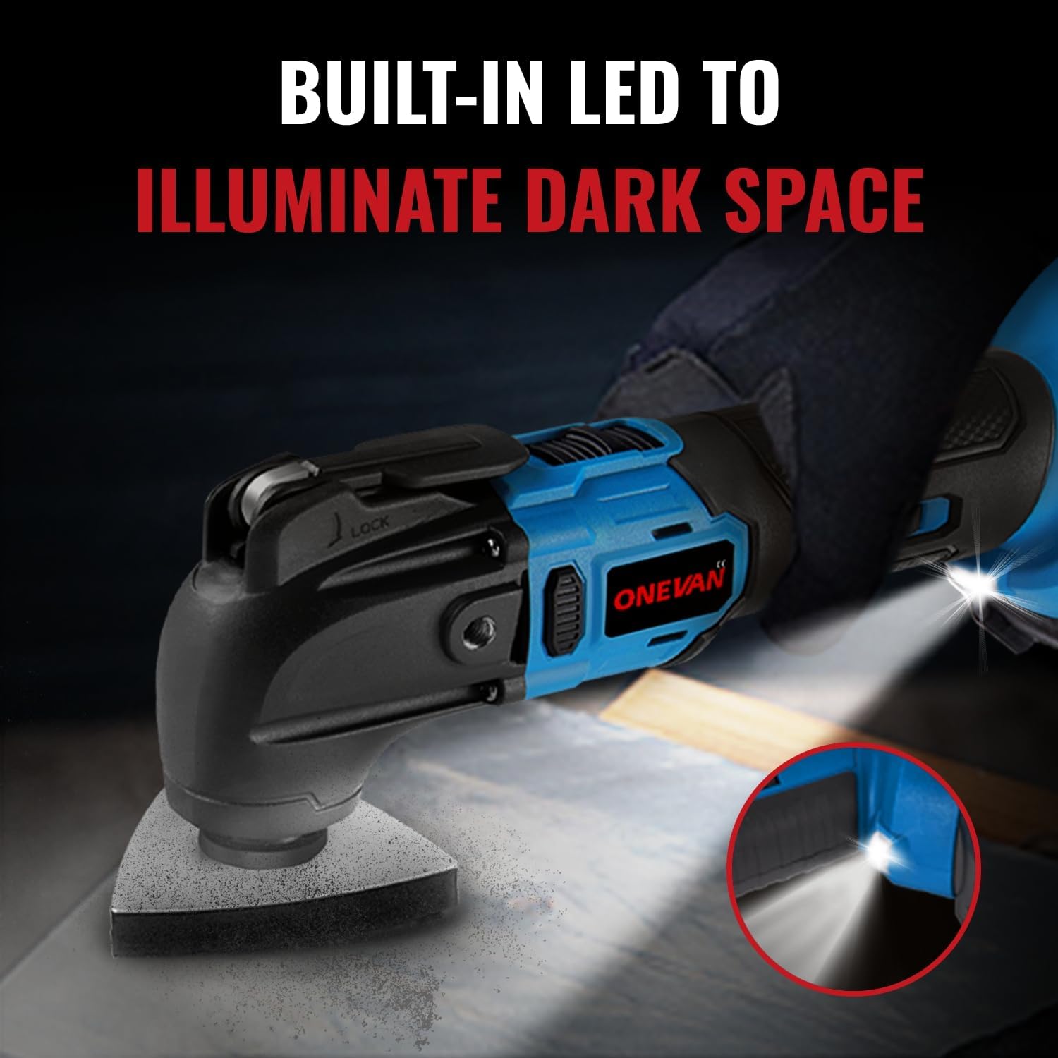 Multi Tool Oscillating - 900W Brushless Multitool Cordless, 4° Oscillation Angle & 6-Speed, with 22 Accessories, 2 * 2.0Ah Batteries, Oscillating Multi-Tool for Sawing, Cutting, Sanding - Image 7