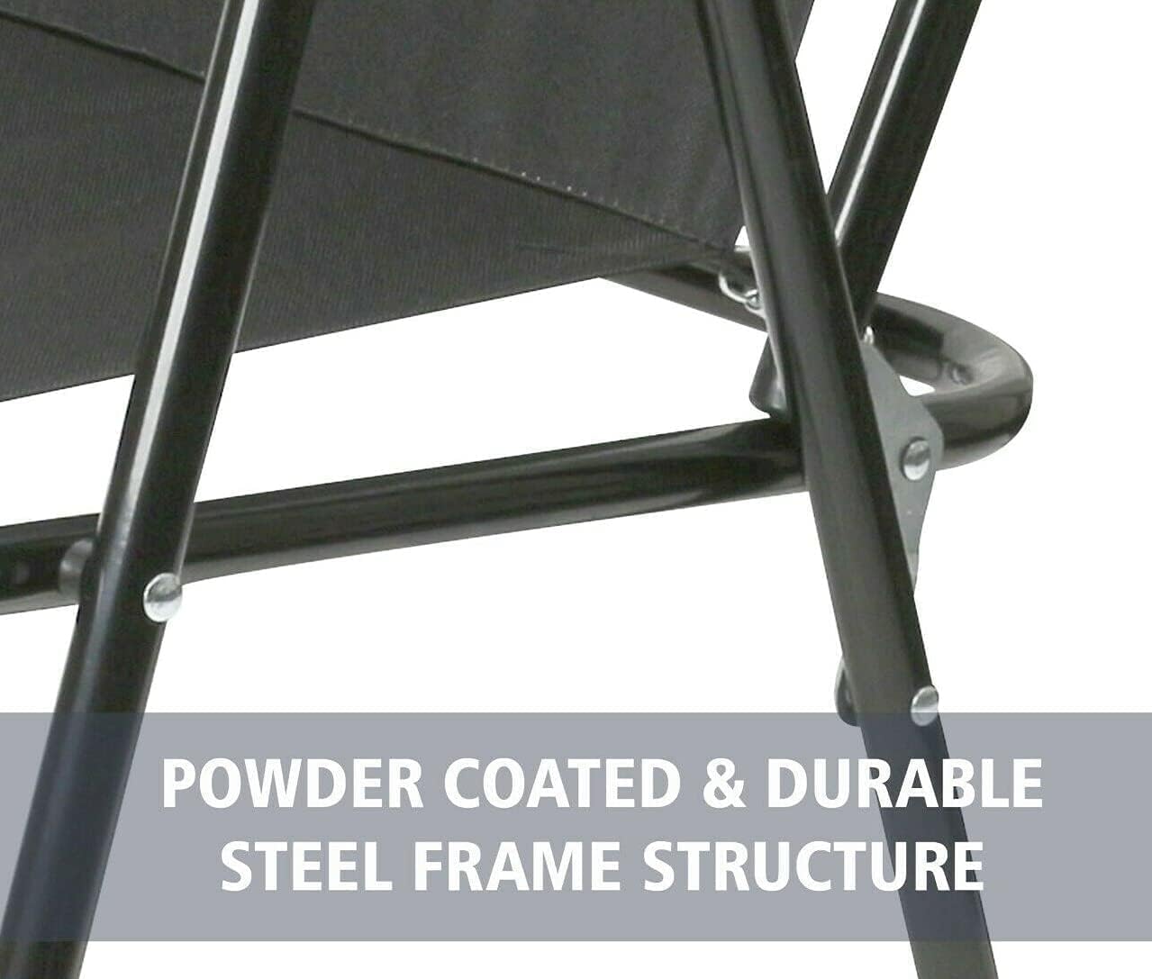 Unibos | 2X Outdoor Deck Chair Garden Patio Folding Camping Picnic Beach BBQ Party Outdoor Black Chair (2 Black Chair) - Image 5