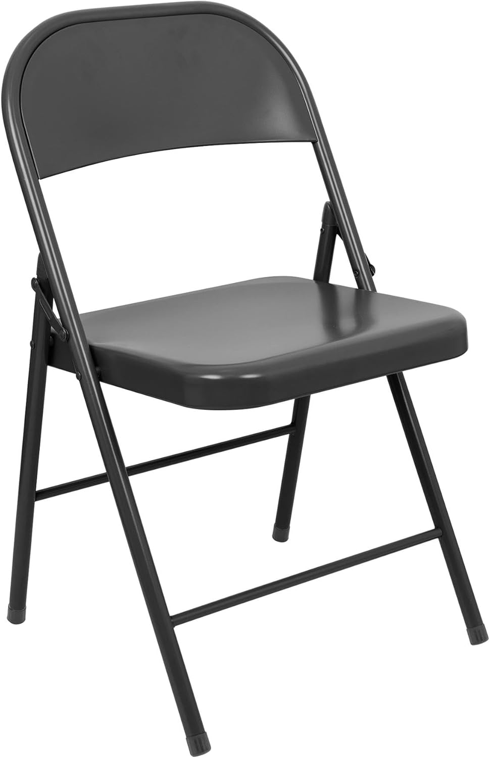 Harbour Housewares Black Metal Folding Chair with Rubber Bumper Feet - Lightweight Matte Foldable Desk Chair Metal Garden Seats for Indoor, Outdoor Activities, Guests, Conferences