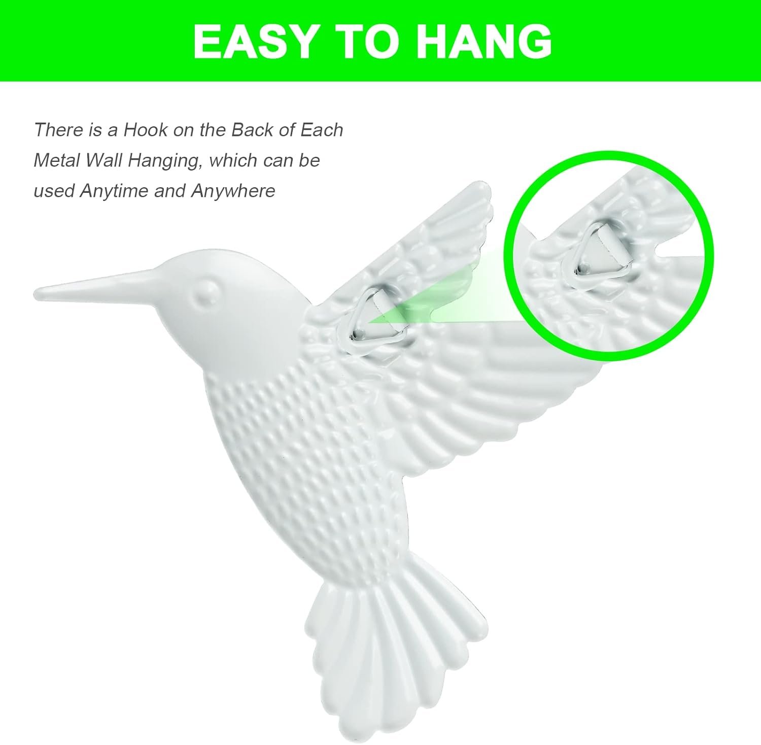 OFFCUP Metal Hummingbird Wall Decor, 2 Pack Metal Hummingbird Wall Art Decor, Wrought Iron Colorful Hummingbird Wall Sculptures, Outdoor Garden Fence Ornaments Hanging for Backyard Porch Patio - Image 4