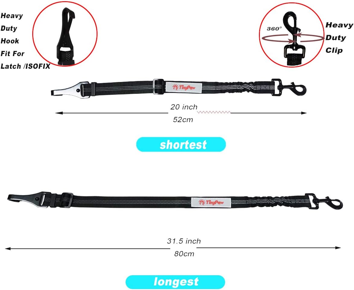 Dog Seat Belt Car safety Harness Restraint, Durable with Anti Shock Bungee Buffer& Isofix & Latch for Dogs Car Travel, Heavy Duty & Dogs Travel Accessories, Adjustable & Elastic. - Image 2