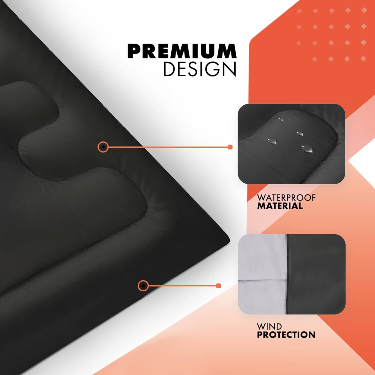 Premium Sleeping Bag, 350GSM, Lightweight and Waterproof, 4 Seasons of Camping, Hiking and Outdoors, Sleeping bag for Adults & Kids - Image 5