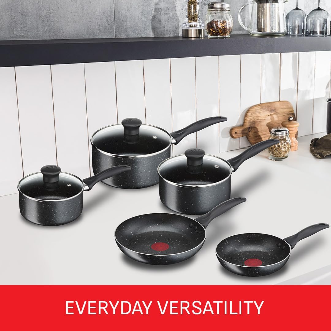 Tefal Origins Stone 5 Piece, Non-Stick, Pots & Pan Set, All Hobs Compatible Except Induction, (16/18/20CM Saucepans with Glass lids, 20/24CM Frying Pans) - Image 10