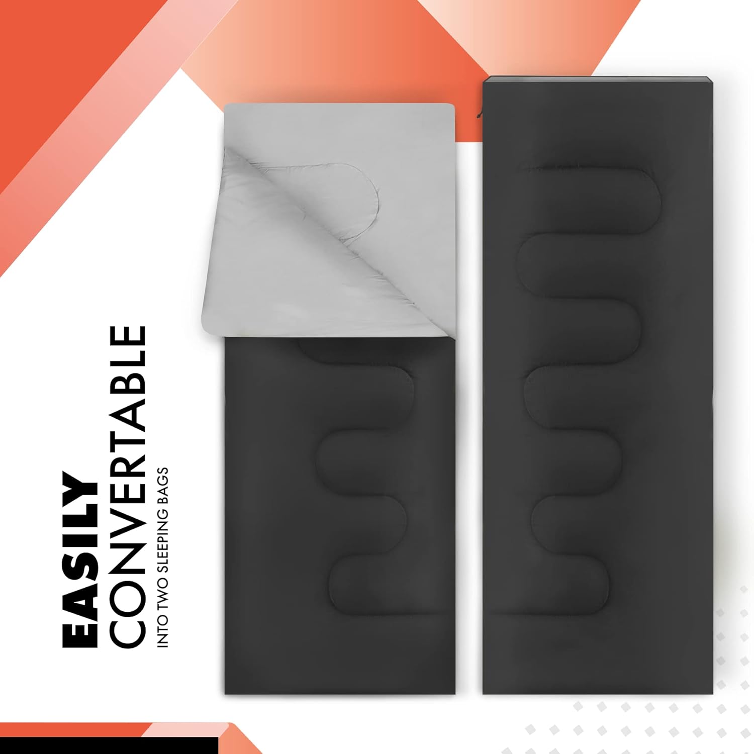 Premium Sleeping Bag, 350GSM, Lightweight and Waterproof, 4 Seasons of Camping, Hiking and Outdoors, Sleeping bag for Adults & Kids - Image 4