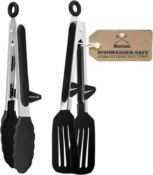 Navani silicone kitchen tongs, 9 in...
