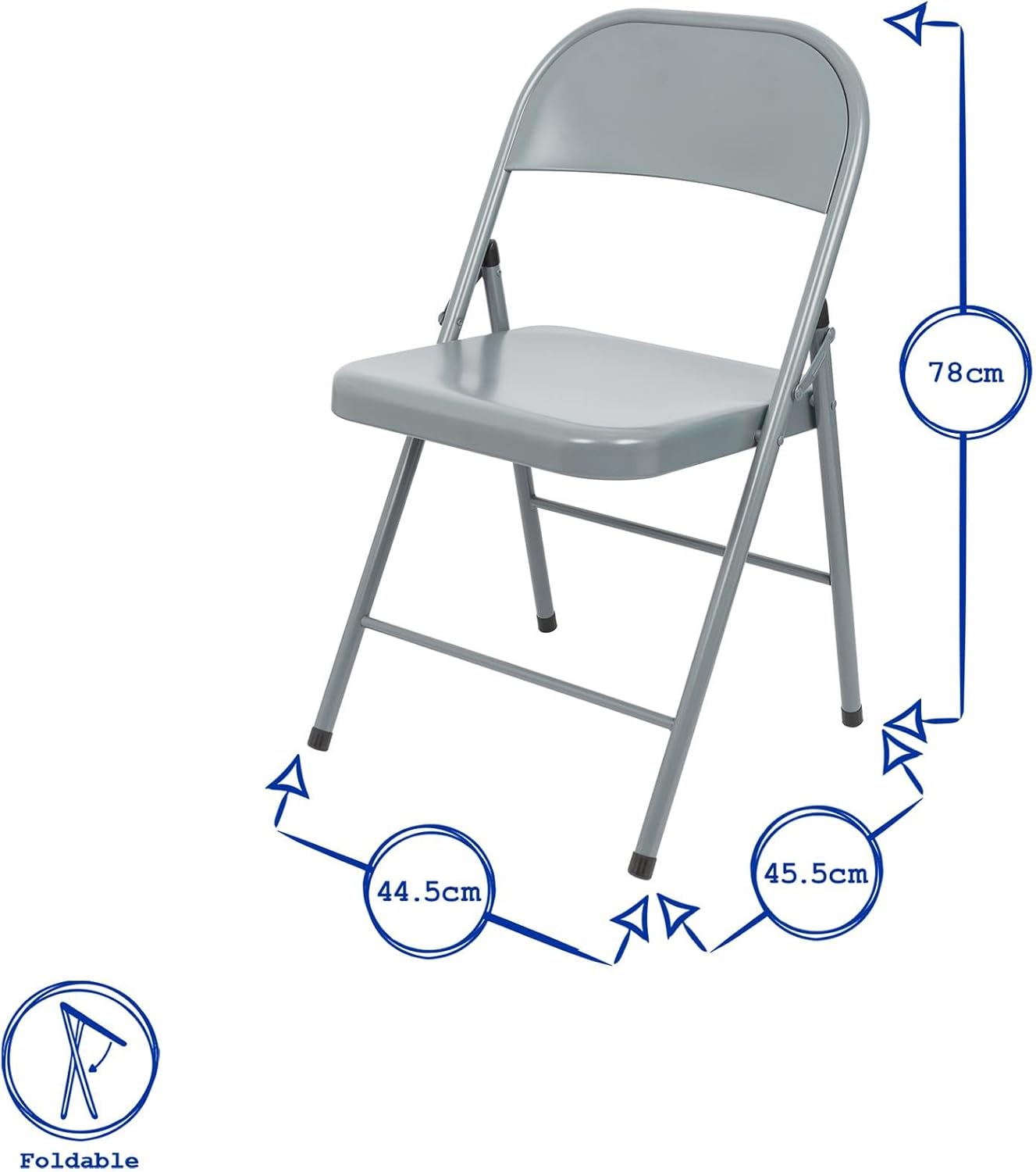 Harbour Housewares Black Metal Folding Chair with Rubber Bumper Feet - Lightweight Matte Foldable Desk Chair Metal Garden Seats for Indoor, Outdoor Activities, Guests, Conferences - Image 3