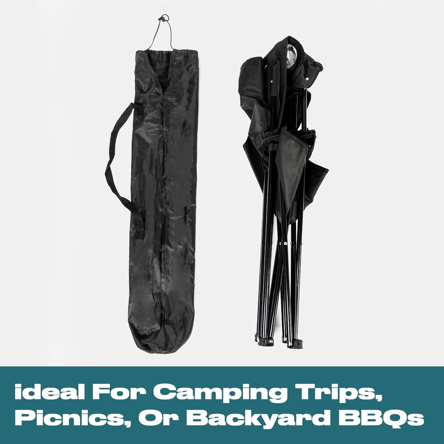 OHS Folding Camping Chairs Set of 2, High Back Camping Chair Outdoor Lightweight Compact Foldable Picnic Festival Garden Folding Chairs Outdoor for Adults with Drinks Cup Holder, Black - Image 6