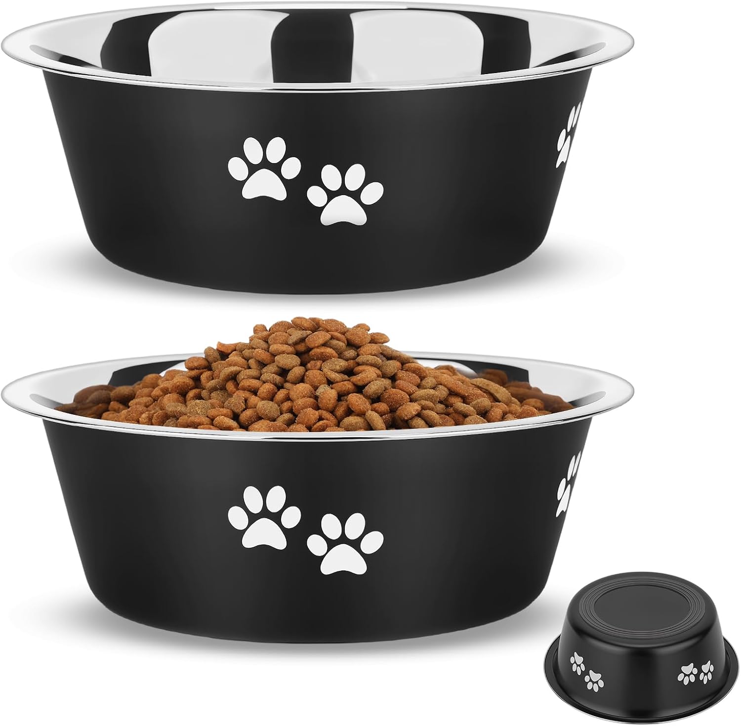 PETTOM 2 Pack Dog Bowls (860ML), Stainless Steel Dog Bowls with Nonslip Silicone Bottom, Pet Feeding Bowls for Cat, Pups-Food and Water Bowls for Small Medium Dogs