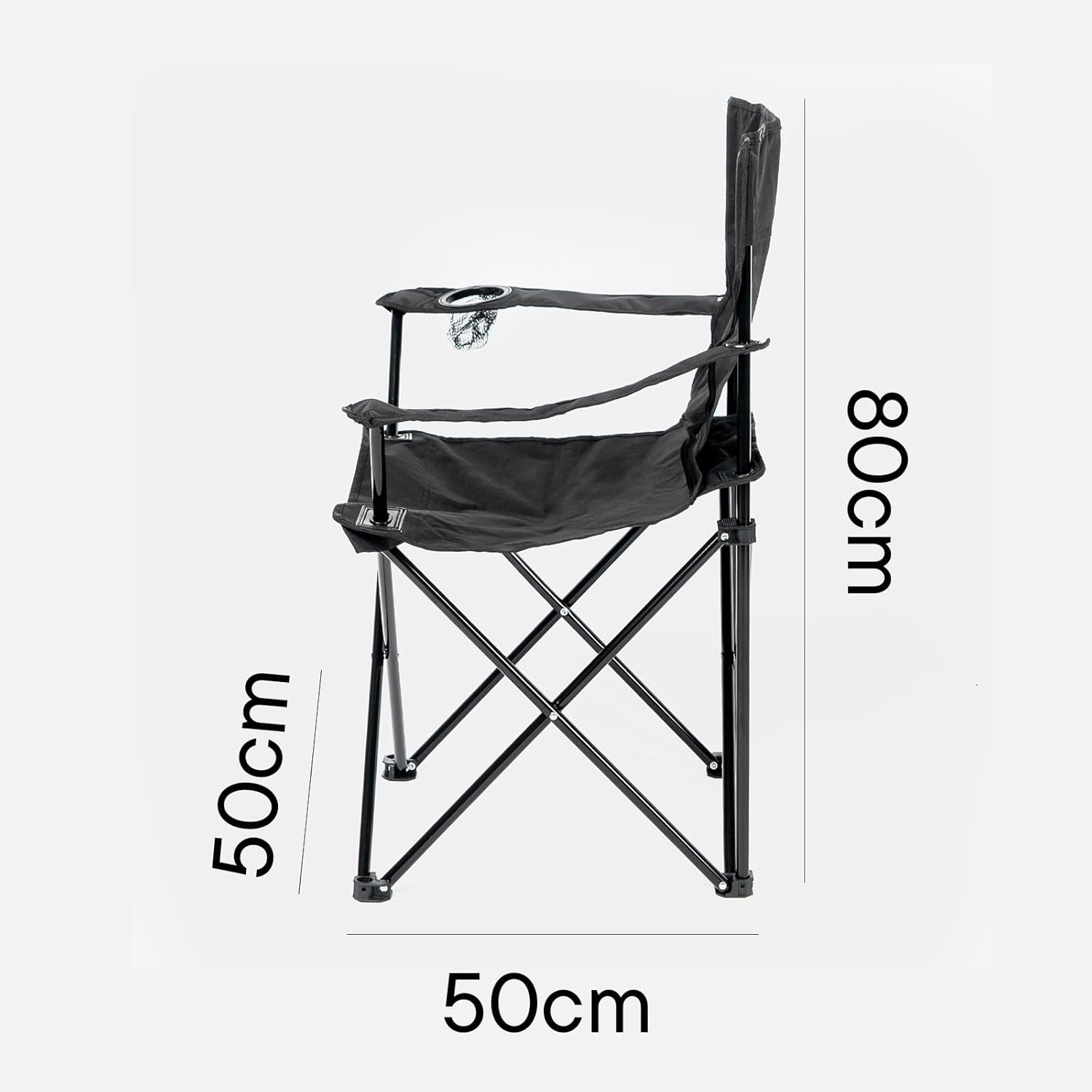OHS Folding Camping Chairs Set of 2, High Back Camping Chair Outdoor Lightweight Compact Foldable Picnic Festival Garden Folding Chairs Outdoor for Adults with Drinks Cup Holder, Black - Image 2