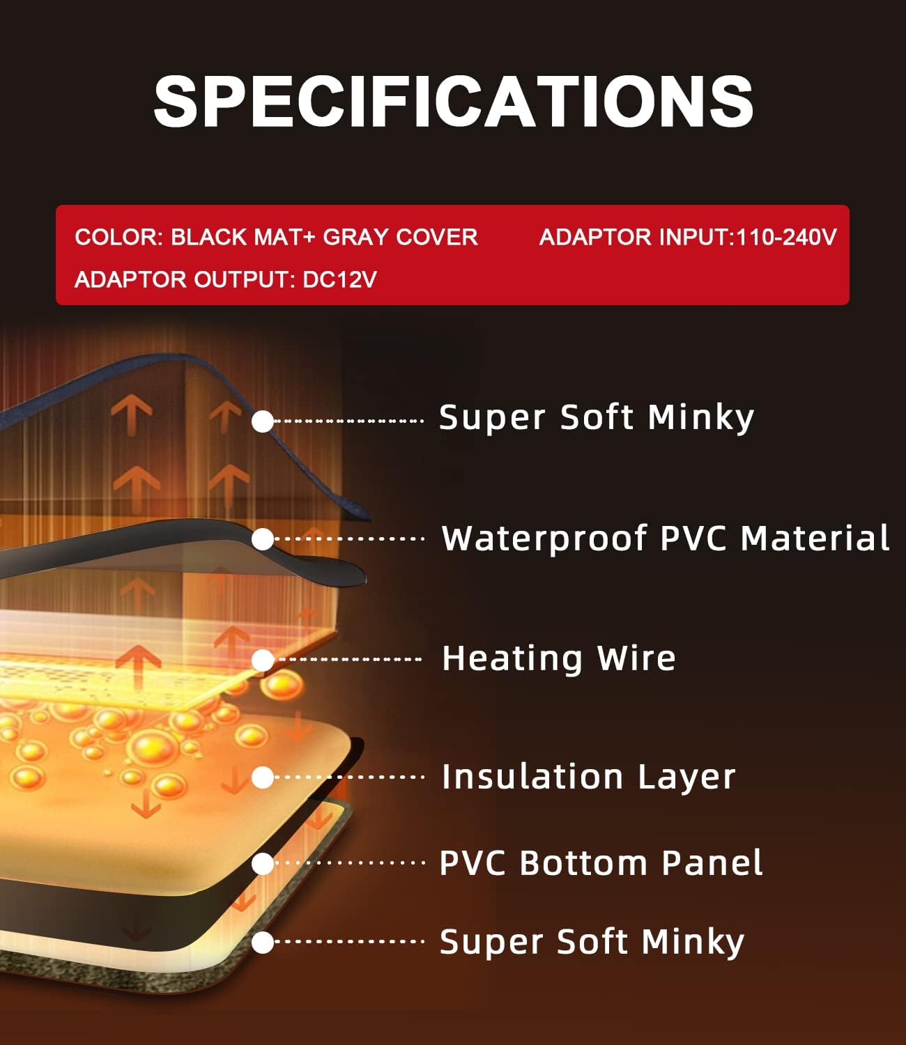 Dog Cat Heating Pad Pressure Activated Pet Heating Pad Safe Automatic Electric Heated Bed Mat for Indoor Pet, Warming Pad with Chew Resistant Cord, Adjustable Temperature, Waterproof Washable 18 X 22" - Image 6