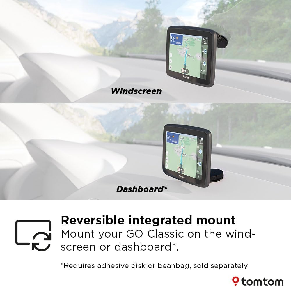 TomTom Car Sat Nav GO Classic Lite (5 Inch, with Traffic Information and Speed Cam Alert Trial, Europe Map Updates Included, Updates via WiFi, Integrated Reversible Mount) - Image 6