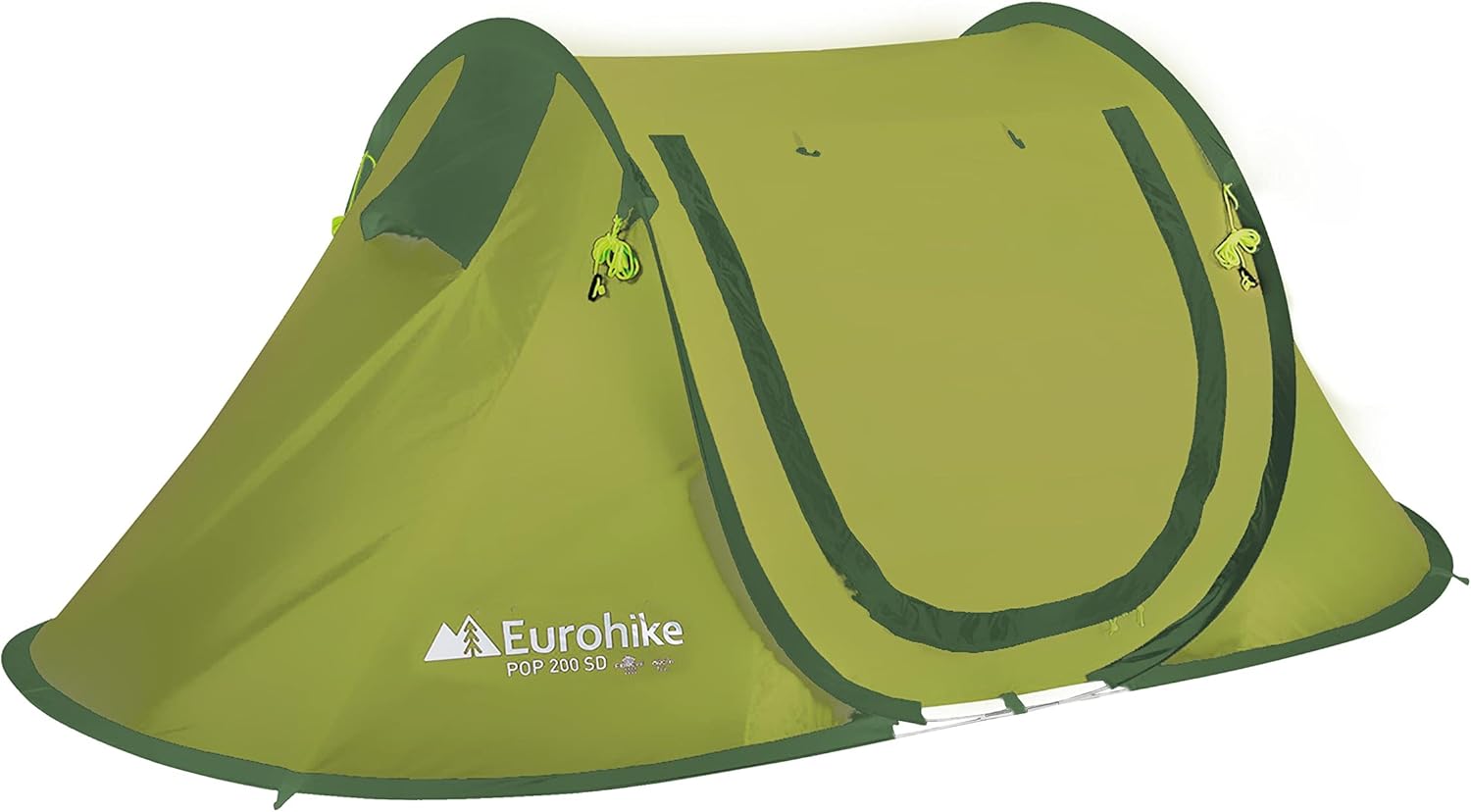Eurohike Pop 200 Tent for 2 People with Sewn in Groundsheet, 2 Man, Easy to Pitch, Pop-Up Design, Lightweight, Compact, Ideal for Festivals, Weekend Trips, Hiking, Backpacking, 1500mm HH