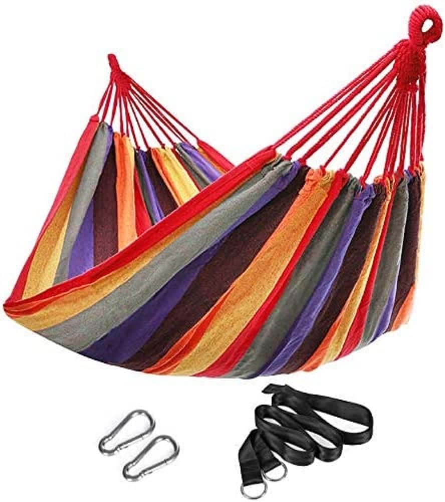 SONGMICS 210 x 150 cm Cotton Hammock Portable for Outdoor Camping Garden Sleeping Load 300 kg GDC210