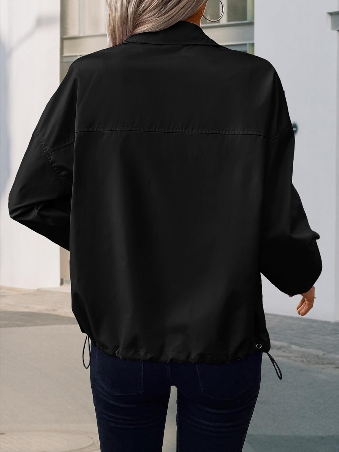 Women Waterproof Lightweight Raincoat Zip Lined Rain Jacket Outdoor Active Hooded Jackets with Pockets - Image 5