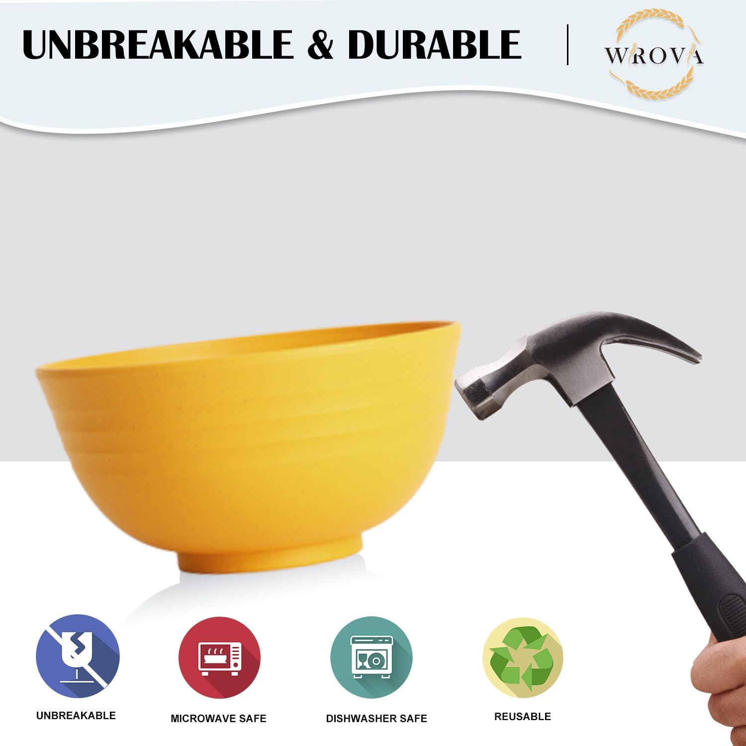 Wrova Reusable Plastic Bowl Sets 8 PCS Unbreakable Cereal Bowl 26 OZ Microwave and Dishwasher Safe Bowl Sets for Camping and Picnic Lightweight Kitchen Bowls for Serving Soup, Oatmeal and Fruit-Multi - Image 4