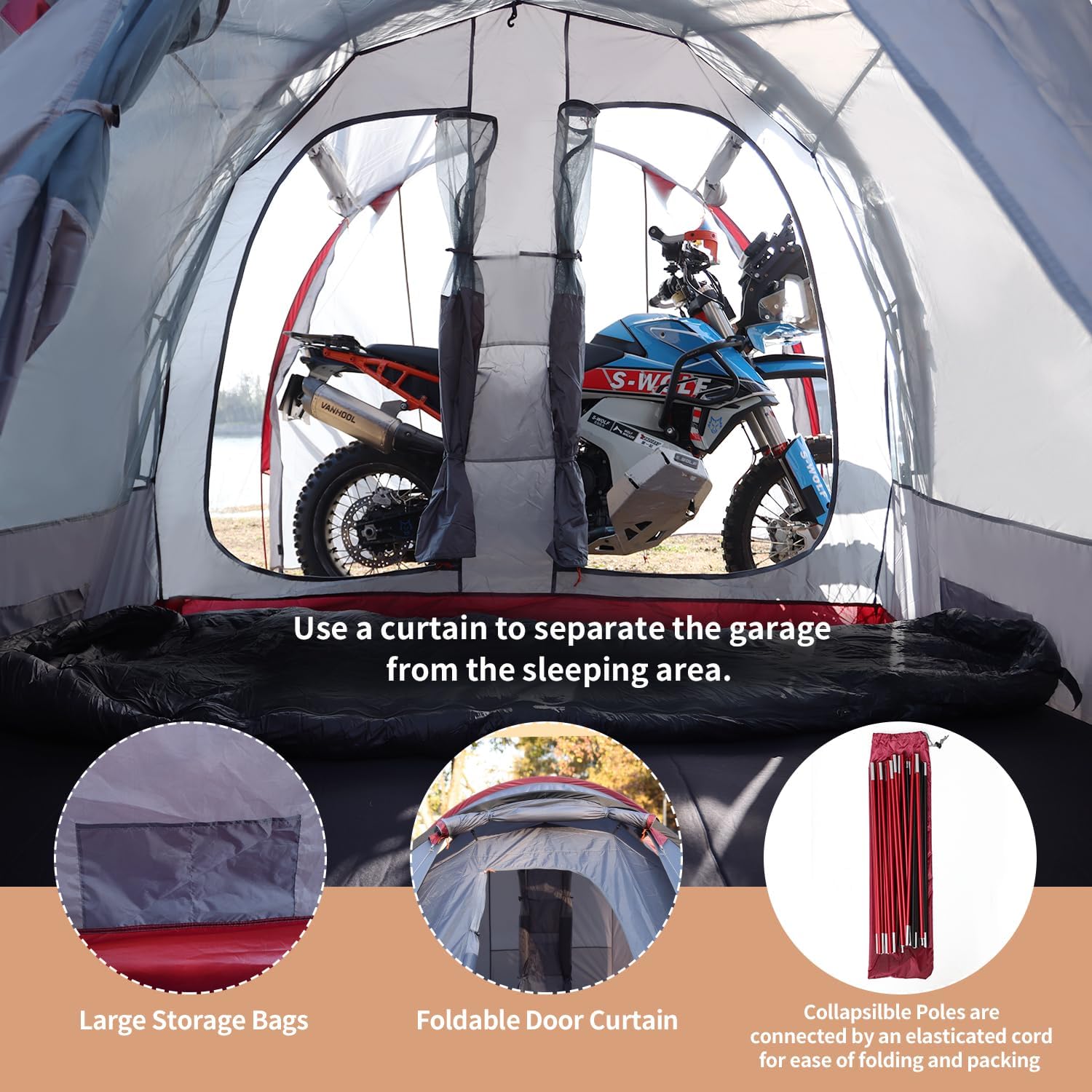 2-Person Camping Tent, Waterproof, Instant Family Tent, Lightweight, for Backpacking, Hiking, Easy Setup - Image 5